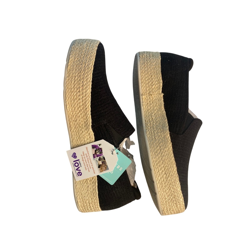 Skechers BOBS Martha Stewart Black Espadrille Platform Slip On Shoes NEW - Picture 5 of 10
